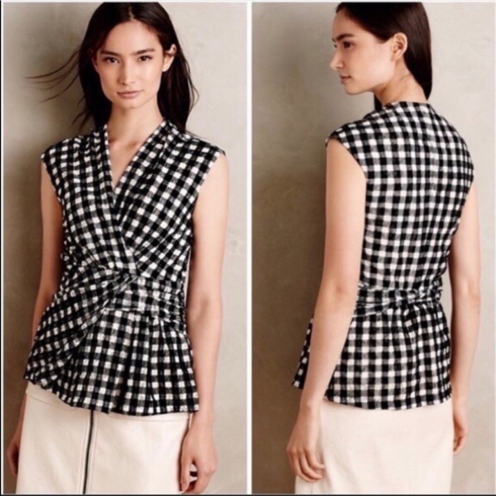Anthropologie Deletta Delphine Gingham Print Sleeveless Top